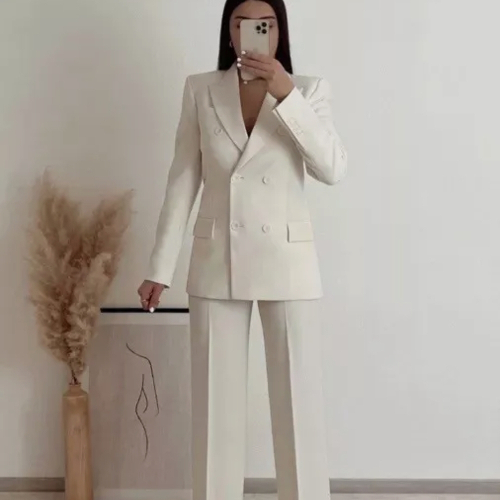 NWT ZARA WOMAN TAILORED SUIT DOUBLE BREASTED BLAZER and PANTS